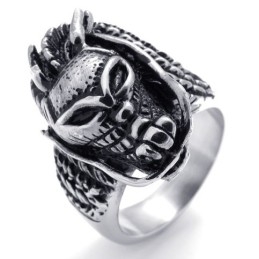 Bague En Titane Avec Tête De Mort