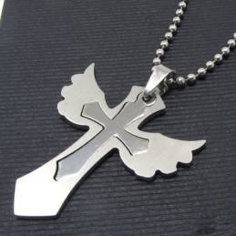 Collier Pendentif Croix En Titane Pur À 2 Couches Pour Homme