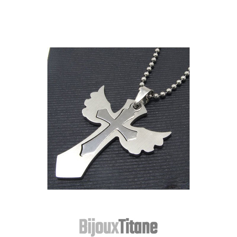 Collier Pendentif Croix En Titane Pur À 2 Couches Pour Homme Collier Pendentif Croix En Titane Pur À 2 Couches Pour Homme