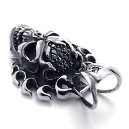 Pendentif En Titane Avec Tête De Mort En Diamant Noir