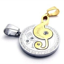 Pendentif En Titane Avec Note De Musique En Or Et Diamants