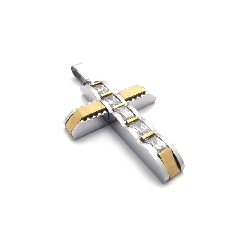 Pendentif Croix En Titane Et Diamant Avec Accents Dorés Pendentif Croix En Titane Et Diamant Avec Accents Dorés