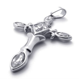 Pendentif Croix En Titane Et Diamant
