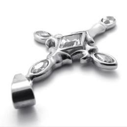 Pendentif Croix En Titane Et Diamant