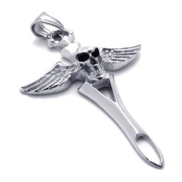 Pendentif En Titane Avec Tête De Mort En Croix