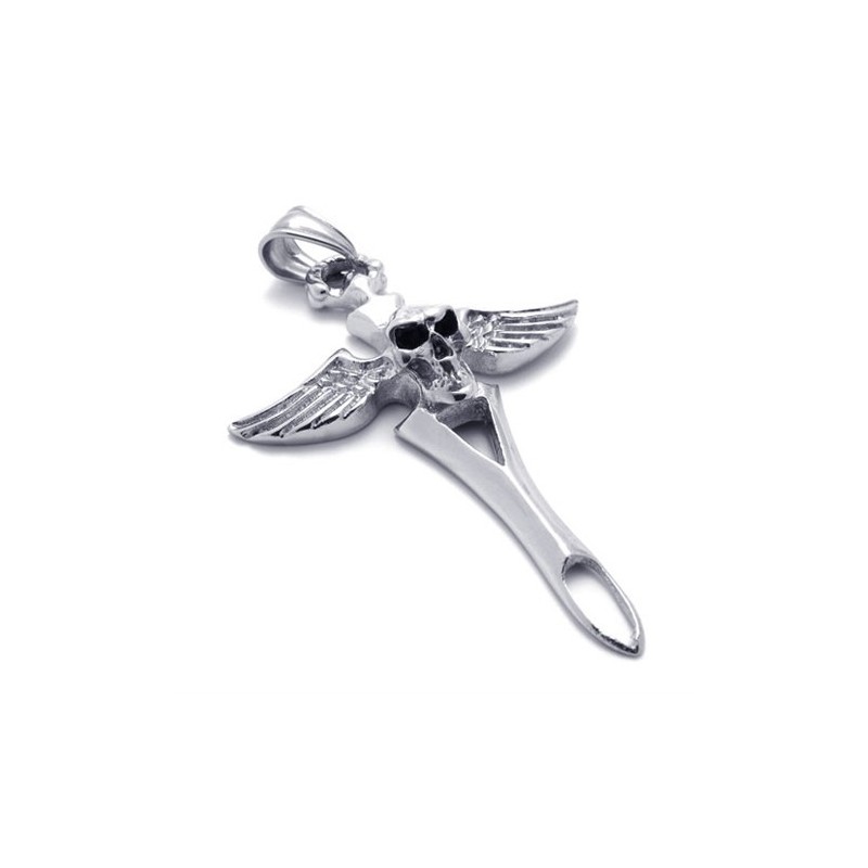 Pendentif En Titane Avec Tête De Mort En Croix