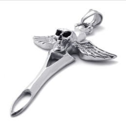 Pendentif En Titane Avec Tête De Mort En Croix