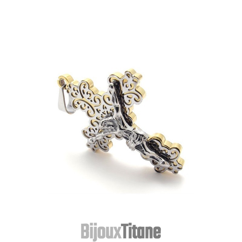 Pendentif Croix En Or Et Titane Jésus Pendentif Croix En Or Et Titane Jésus