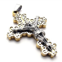 Pendentif Croix En Or Et Titane Jésus