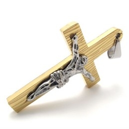 Pendentif Croix Jésus En Titane Doré