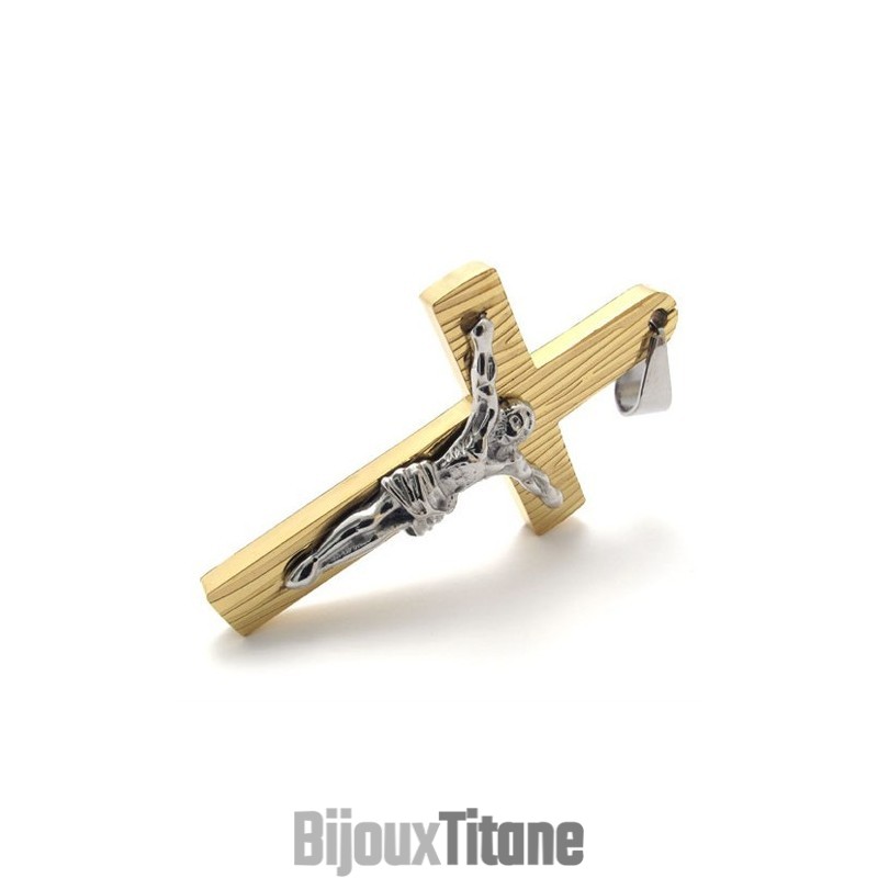 Pendentif Croix Jésus En Titane Doré Pendentif Croix Jésus En Titane Doré