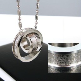 Collier Avec Pendentif En Titane Pur Avec Croix Et Bible Pour Homme À 2 Anneaux