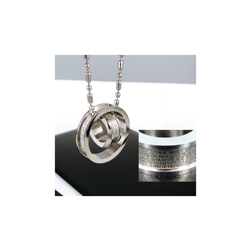 Collier Avec Pendentif En Titane Pur Avec Croix Et Bible Pour Homme À 2 Anneaux Collier Avec Pendentif En Titane Pur Avec Croix Et Bible Pour Homme À 2 Anneaux