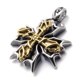 Pendentif En Titane Avec Accent De Croix En Or