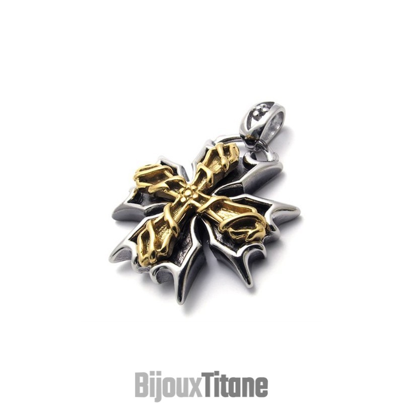 Pendentif En Titane Avec Accent De Croix En Or Pendentif En Titane Avec Accent De Croix En Or