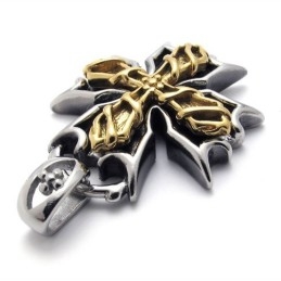 Pendentif En Titane Avec Accent De Croix En Or