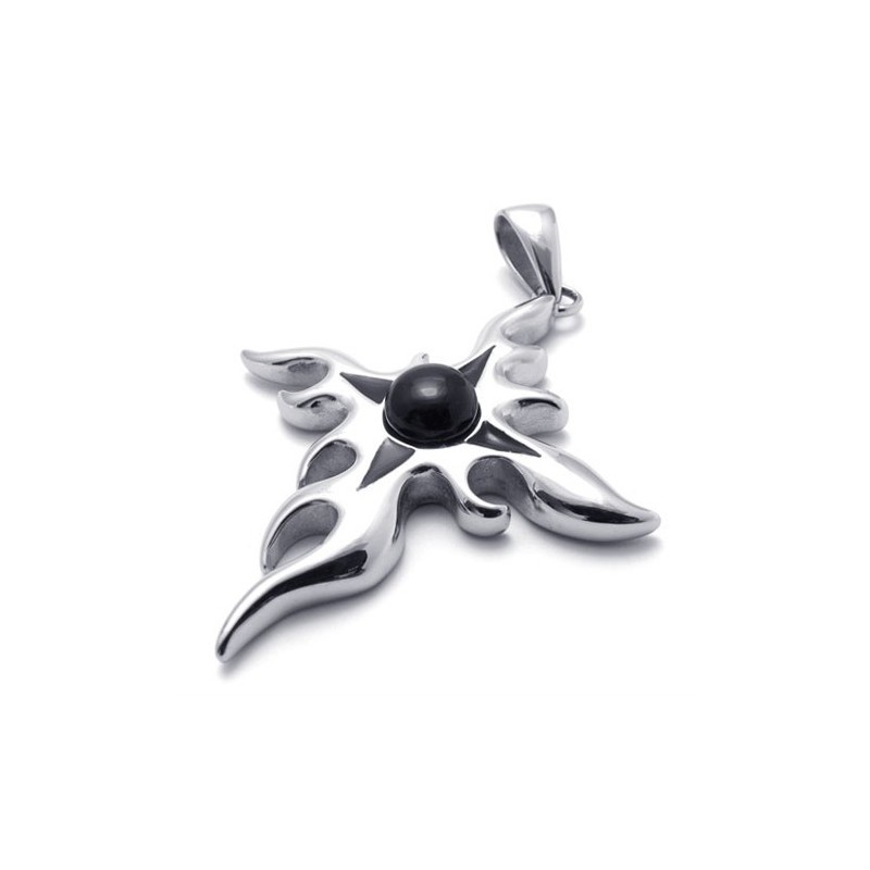 Pendentif En Titane Avec Pierre Précieuse En Forme De Croix