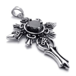 Pendentif Croix En Titane Avec Pierres Précieuses