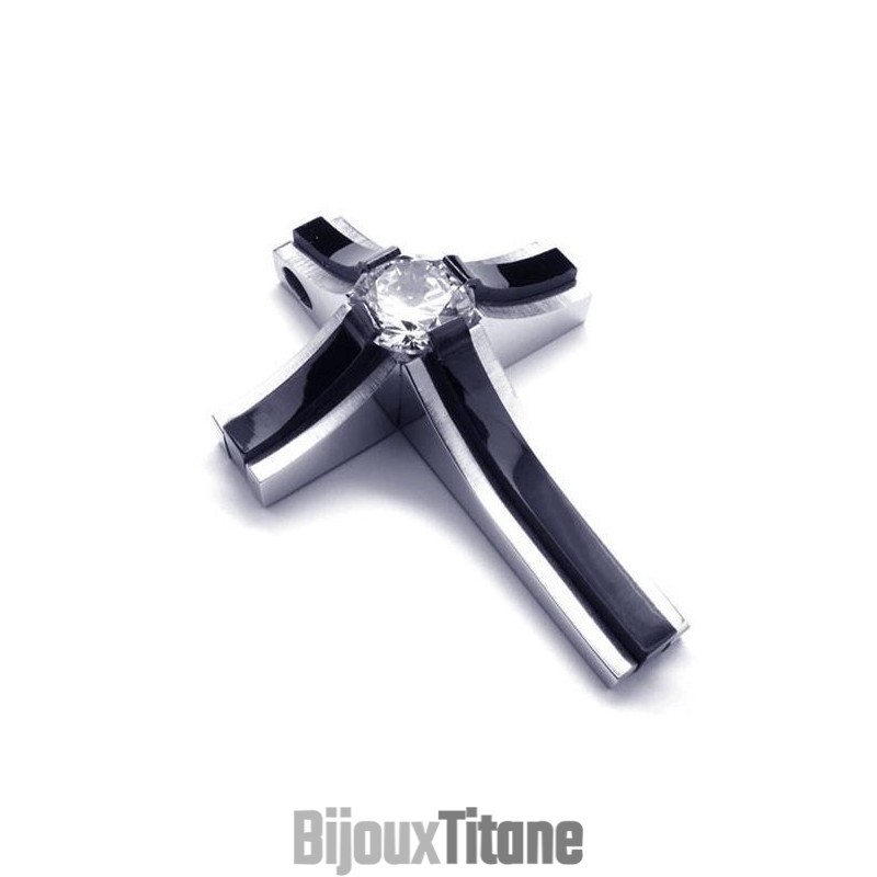 Pendentif Croix En Titane Pur À 2 Couches Pour Homme, Chaîne Sans Chaîne