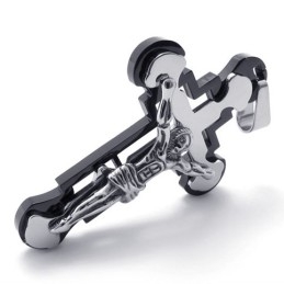 Pendentif Croix Jésus En Titane Noir