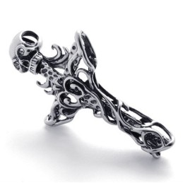Pendentif En Titane Avec Tête De Mort En Croix
