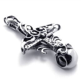 Pendentif En Titane Avec Tête De Mort En Croix