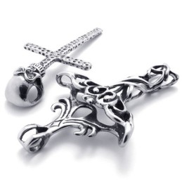 Pendentif En Titane Avec Tête De Mort En Croix
