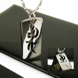 Collier Pendentif En Titane Pur Avec Symbole Cool Man À 2 Couches