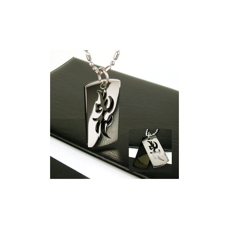 Collier Pendentif En Titane Pur Avec Symbole Cool Man À 2 Couches