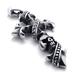 Pendentif Croix En Titane Avec Tête De Mort