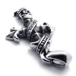 Pendentif Croix En Titane Avec Tête De Mort