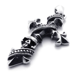 Pendentif Croix En Titane Avec Tête De Mort