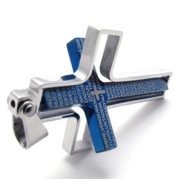 Pendentif Croix En Titane Bleu