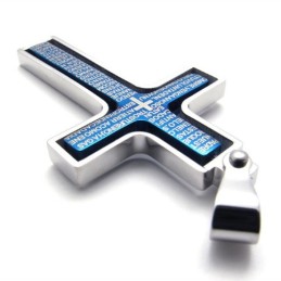 Pendentif Croix En Titane Bleu