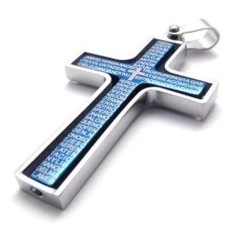 Pendentif Croix En Titane Bleu