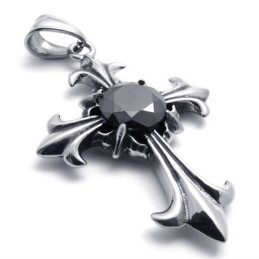 Pendentif Croix En Titane Avec Pierres Précieuses