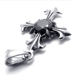 Pendentif Croix En Titane Avec Pierres Précieuses