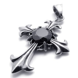 Pendentif Croix En Titane Avec Pierres Précieuses