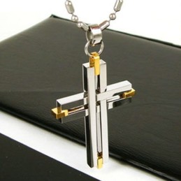Collier Avec Pendentif Croix Brillante En Titane Pur Pour Homme, Chaîne Gratuite