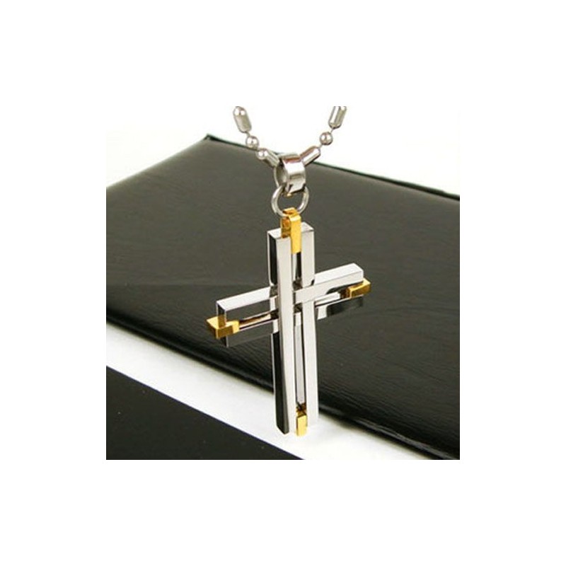Collier Avec Pendentif Croix Brillante En Titane Pur Pour Homme, Chaîne Gratuite Collier Avec Pendentif Croix Brillante En Titane Pur Pour Homme, Chaîne Gratuite