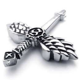 Pendentif Croix En Titane Avec Ailes