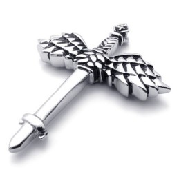 Pendentif Croix En Titane Avec Ailes