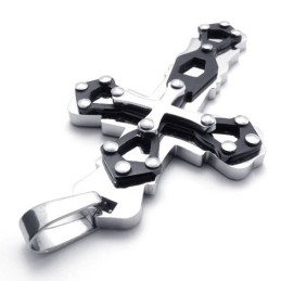 Pendentif Croix En Titane Bleu