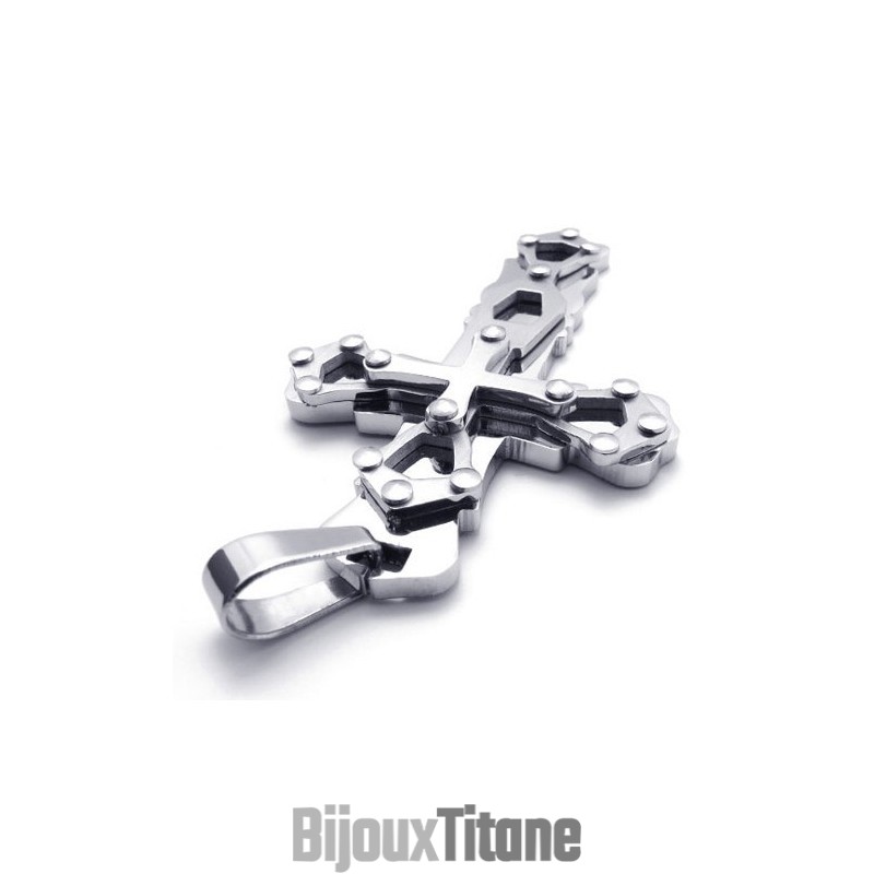 Pendentif Croix En Titane Doré