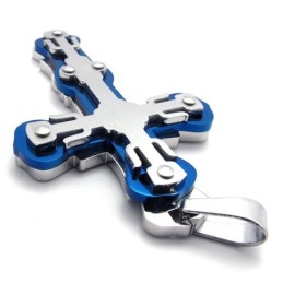 Pendentif Croix En Titane Bleu