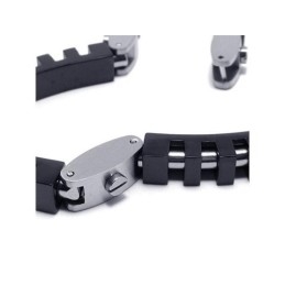 Bracelet À Breloques En Titane Pur Noir Et Argent Pour Homme Et Garçon
