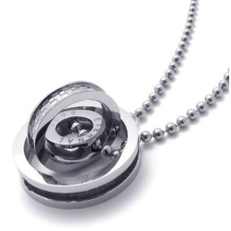 Pendentif En Titane Avec Plusieurs Anneaux Argentés Pour Amoureux