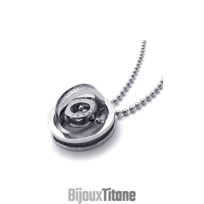 Pendentif En Titane Avec Plusieurs Anneaux Argentés Pour Amoureux Pendentif En Titane Avec Plusieurs Anneaux Argentés Pour Amoureux