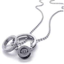 Pendentif En Titane Avec Plusieurs Anneaux Argentés Pour Amoureux
