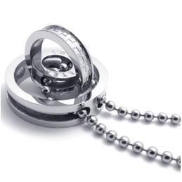 Pendentif En Titane Avec Plusieurs Anneaux Argentés Pour Amoureux